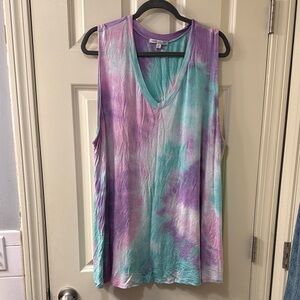 Green Envelope Purple and Green Relaxed Tank Top